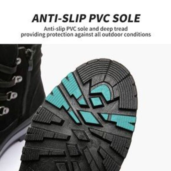 NEW Black Combat Snow Boots Lace Up Ankle - Picture 5 of 7